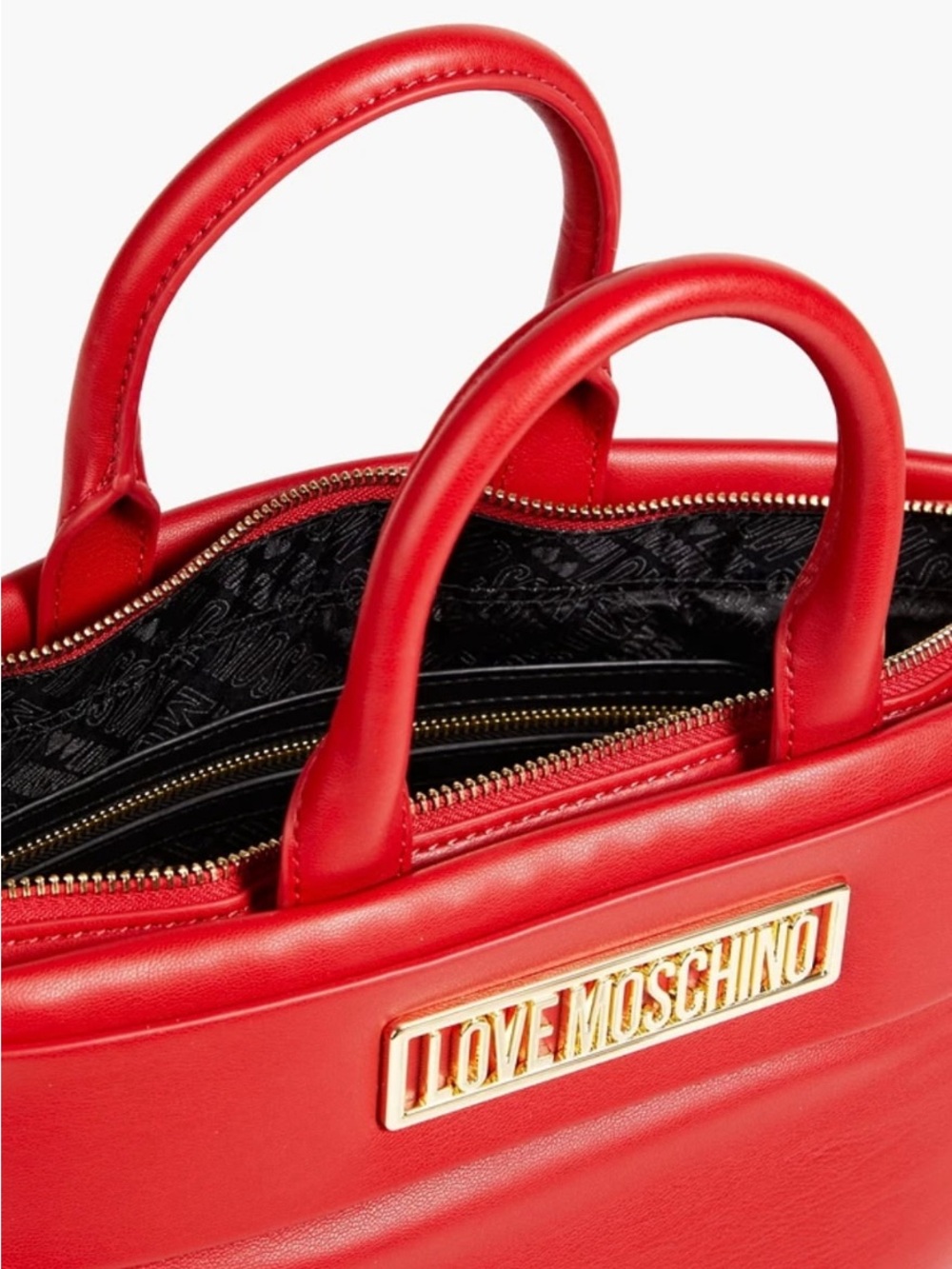 Love Moschino Red Quilted Tote with Gold Logo Plaque - Picture 3 of 6